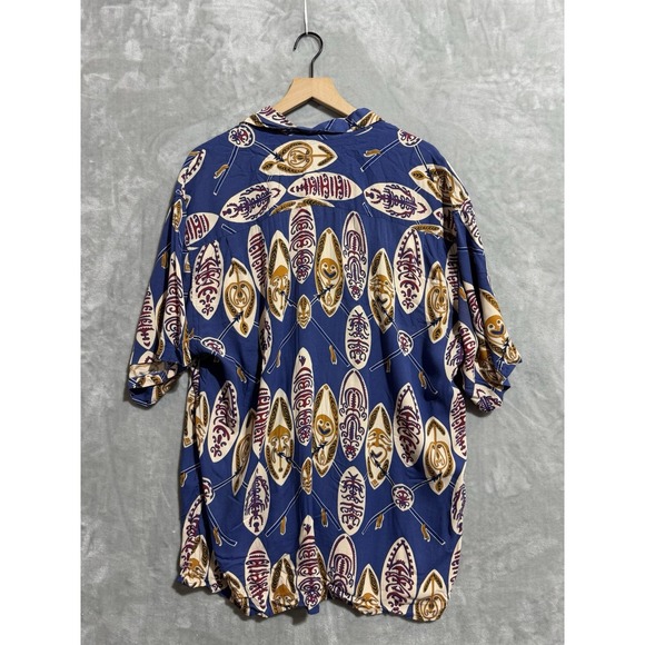 Reyn Spooner Hawaiian Shirt Men's Medium Surf Boards Tiki Lightweight Breathable - Picture 2 of 8